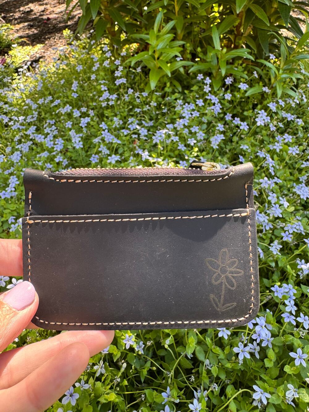 Genuine Leather Wallet BLACK Leather Credit Card Holder Black Leather Wallet
